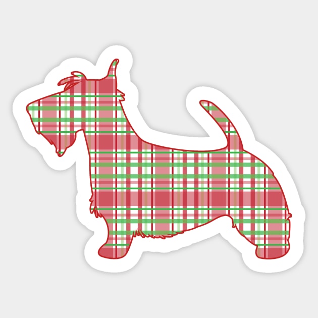 Scottish Terrier in Plaid Sticker by PenguinCornerStore